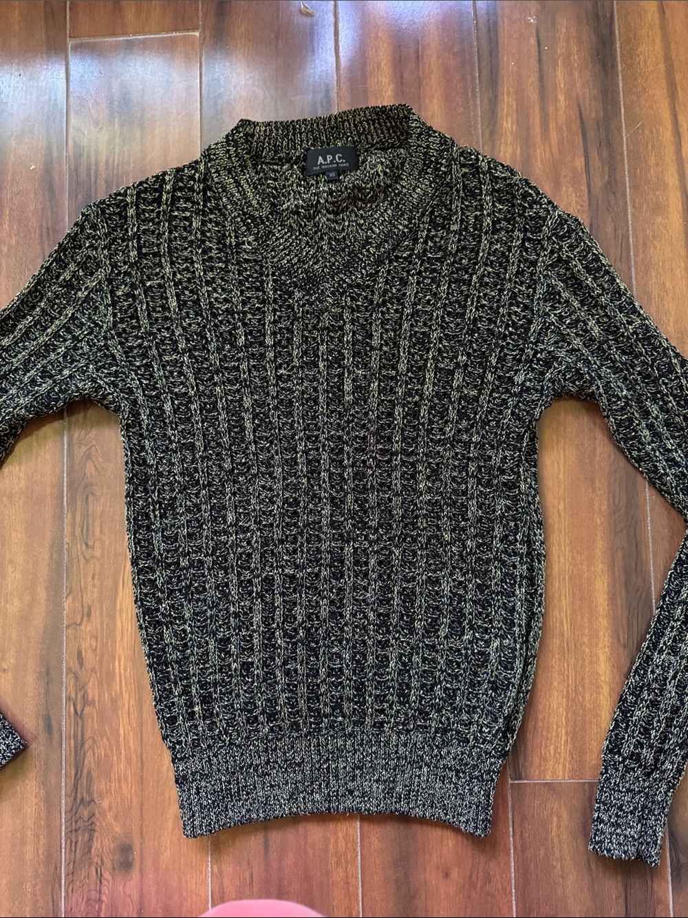 A.P.C. Black&gold Ribbed Crewneck Sweater women’s